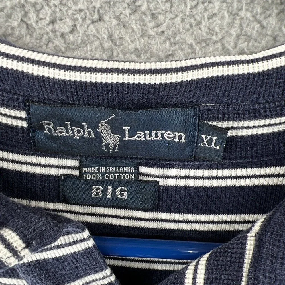 Ralph Lauren Big XL Shirt Blue White Stripe‎ Vintage Polo Shirt Casual Outdoor